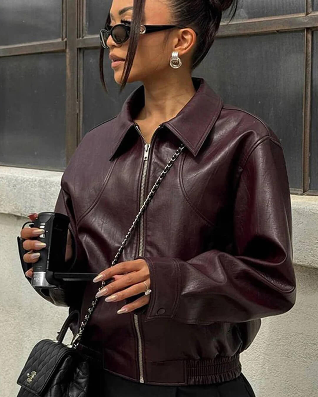 Fiona Faux Leather Lapel Jacket