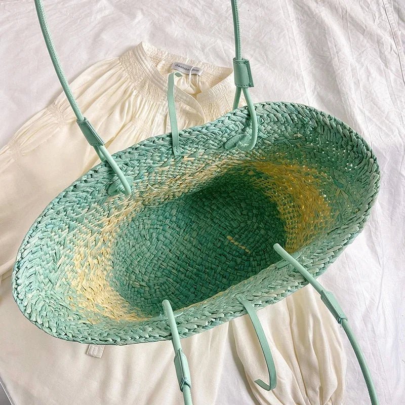 SOERA Camille French Straw Tote Bag - Handbags -  Yellow Green