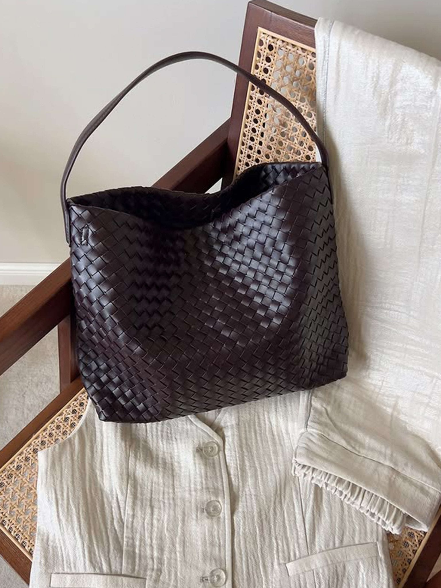 SOERA Margaret Woven Tote Bag - Handbags - Soera-Margaret-Woven-Tote-Bag-Handbag/Burgundy Burgundy Regular