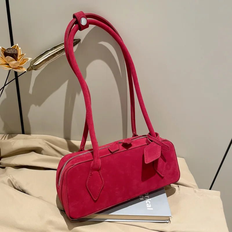 SOERA Rebecca Suede Shoulder Bag - Handbags - 3256809531902601-;Ob1763832189353011760 Red