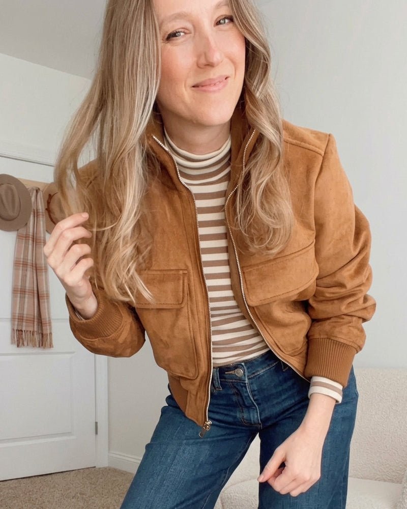 SOERA Esther Cropped Bomber Jacket - Jacket - SOERA-190147-01L-M-04483 Light Brown M