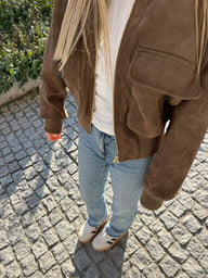 Natalie Faux Suede Bomber Jacket