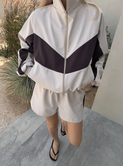 SOERA Remi Chevron Windbreaker Jacket - Jacket -  Brown S