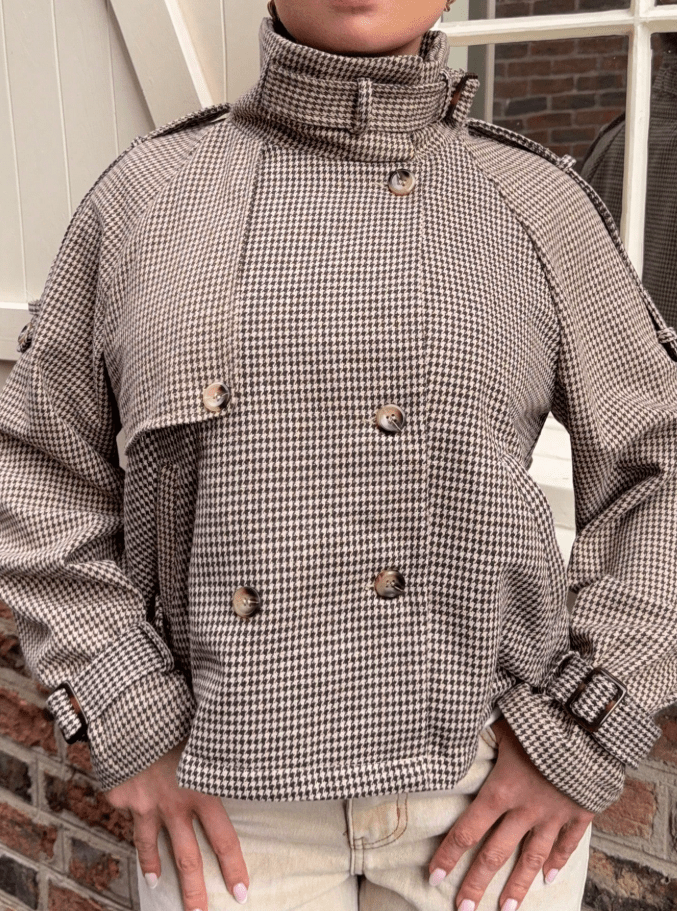 SOERA Rose Plaid Trench Coat - Jacket -  Brown M