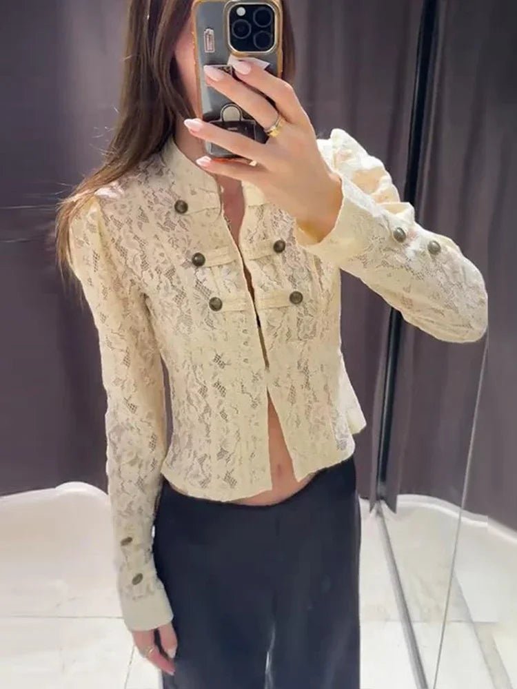 SOERA Sara Sheer Lace Patchwork Jacket - Jacket - SOERA-662851-PHO-S-43299 Beige S