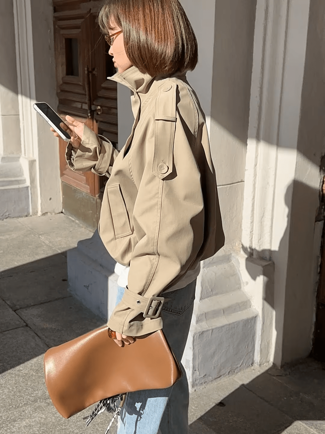 SOERA Valerie High Funnel Neck Cropped Trench Jacket - Jacket - SOERA-917379-KHA-M-04739 Beige M