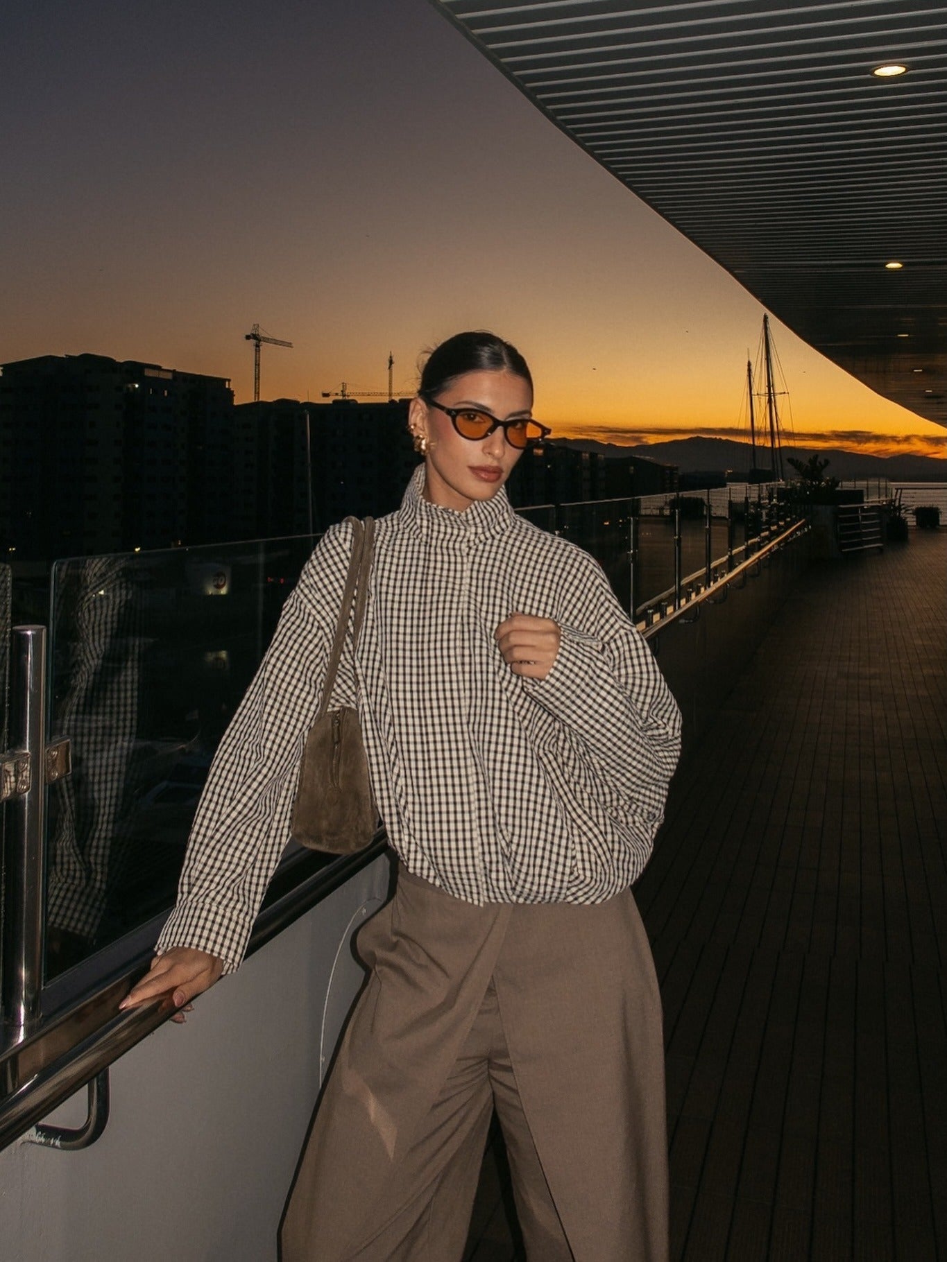 SOERA Charlize Plaid Funnel Neck Jacket - Jackets -  XS