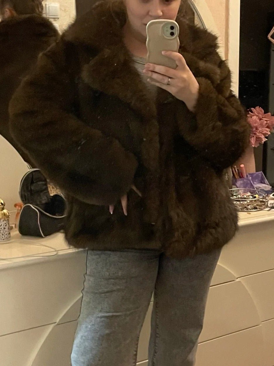 SOERA Darcy Mid - Length Fluffy Jacket - Jackets - 3256809290568356-;Ij1763625122511812149 Dark Brown S