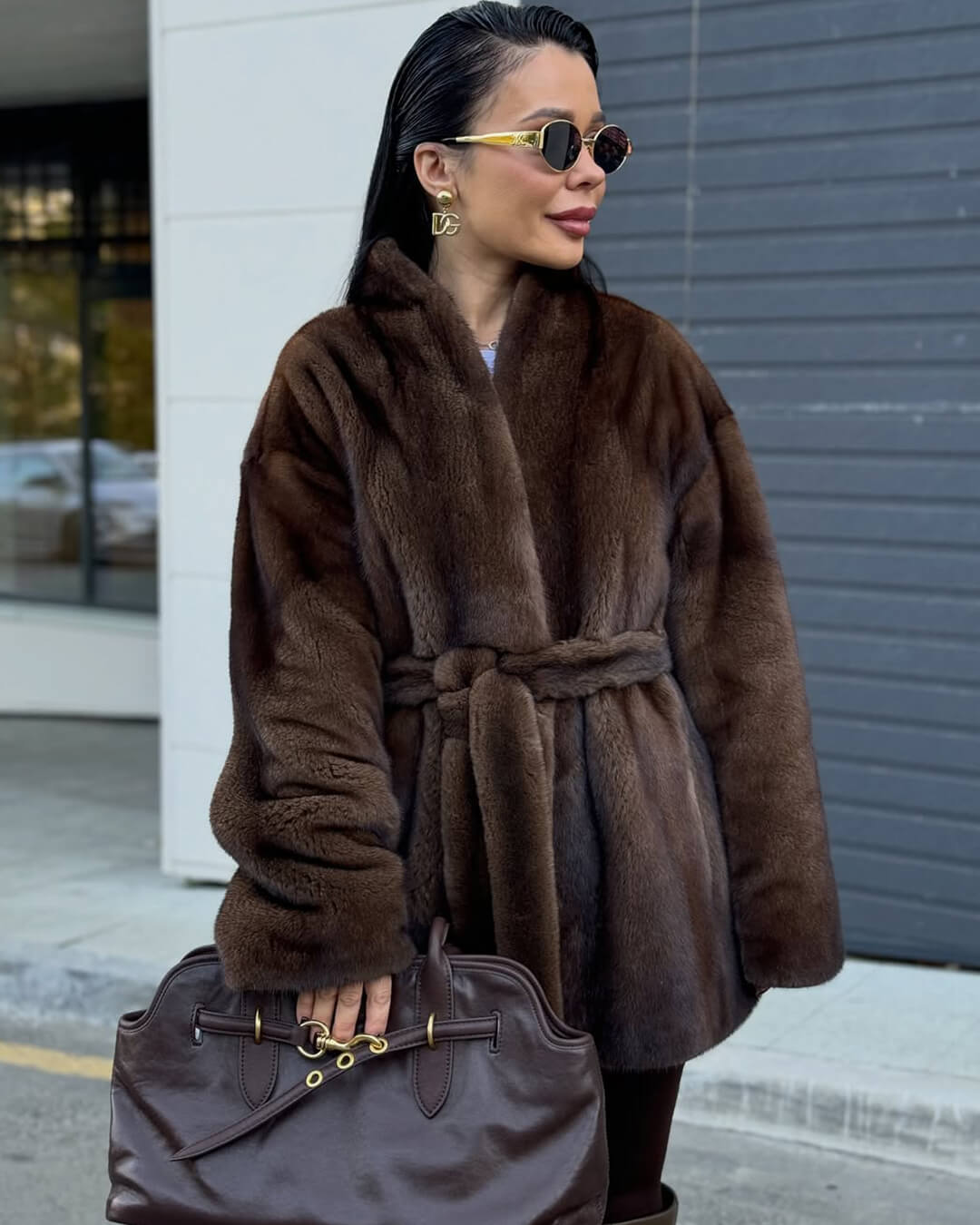 SOERA Hazel Belted Faux Fur Jacket - Jackets - 3256810152833140-;GH1765284569716361313 M Brown