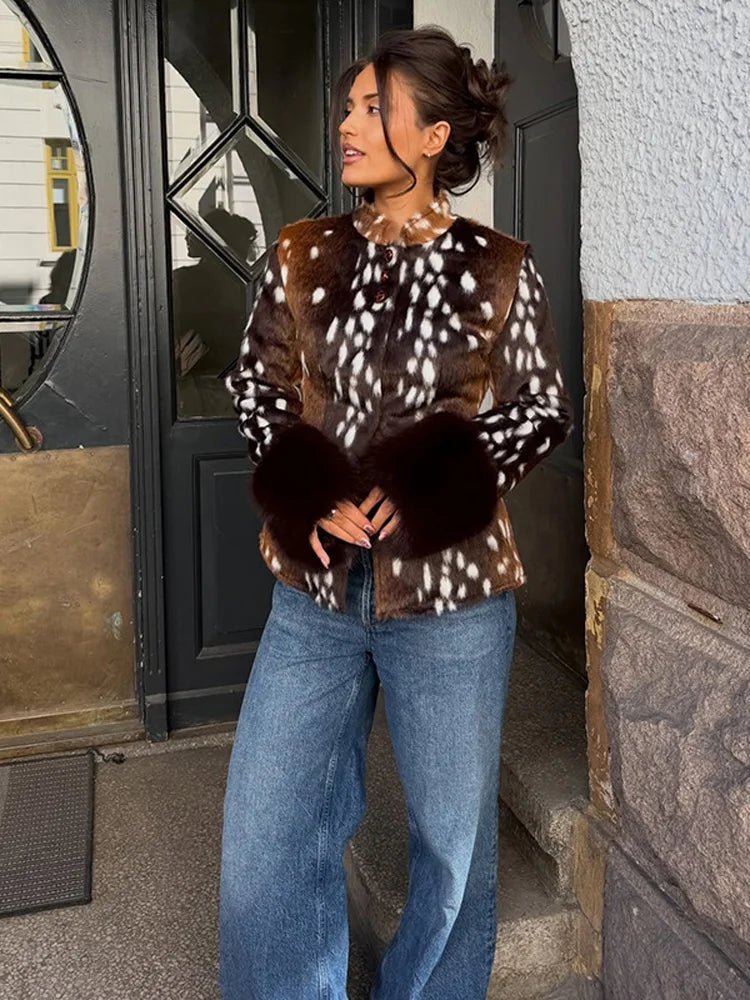 SOERA Julia Stand Collar Faux Fur Bambi Jacket - Jackets - SOERA-492931-PIC-M-16899 M