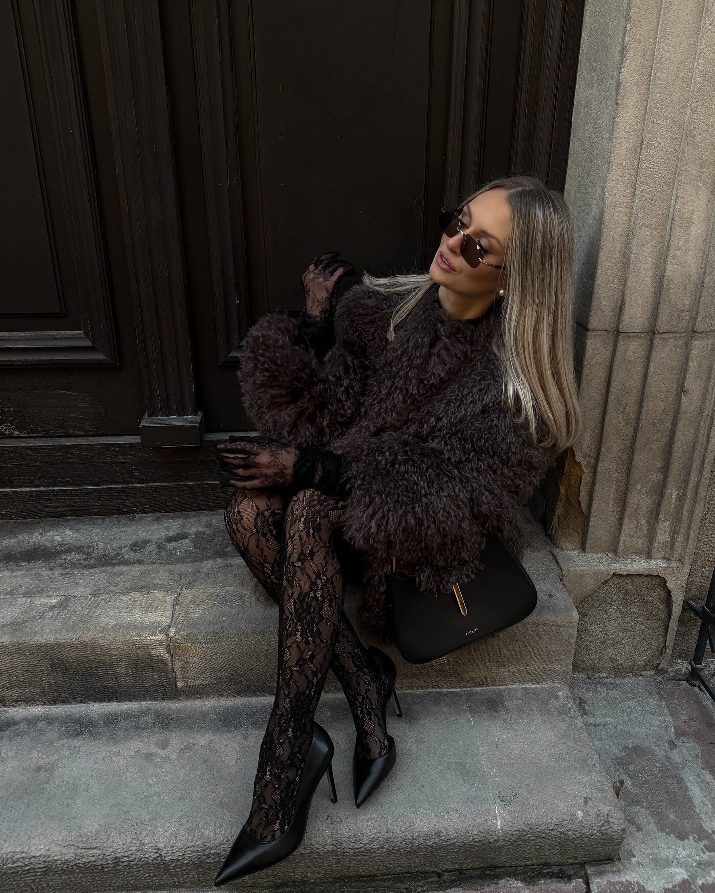 SOERA Liza Fuzzy Faux Fur Coat - Jackets - gO1764442362180616400 Black XS