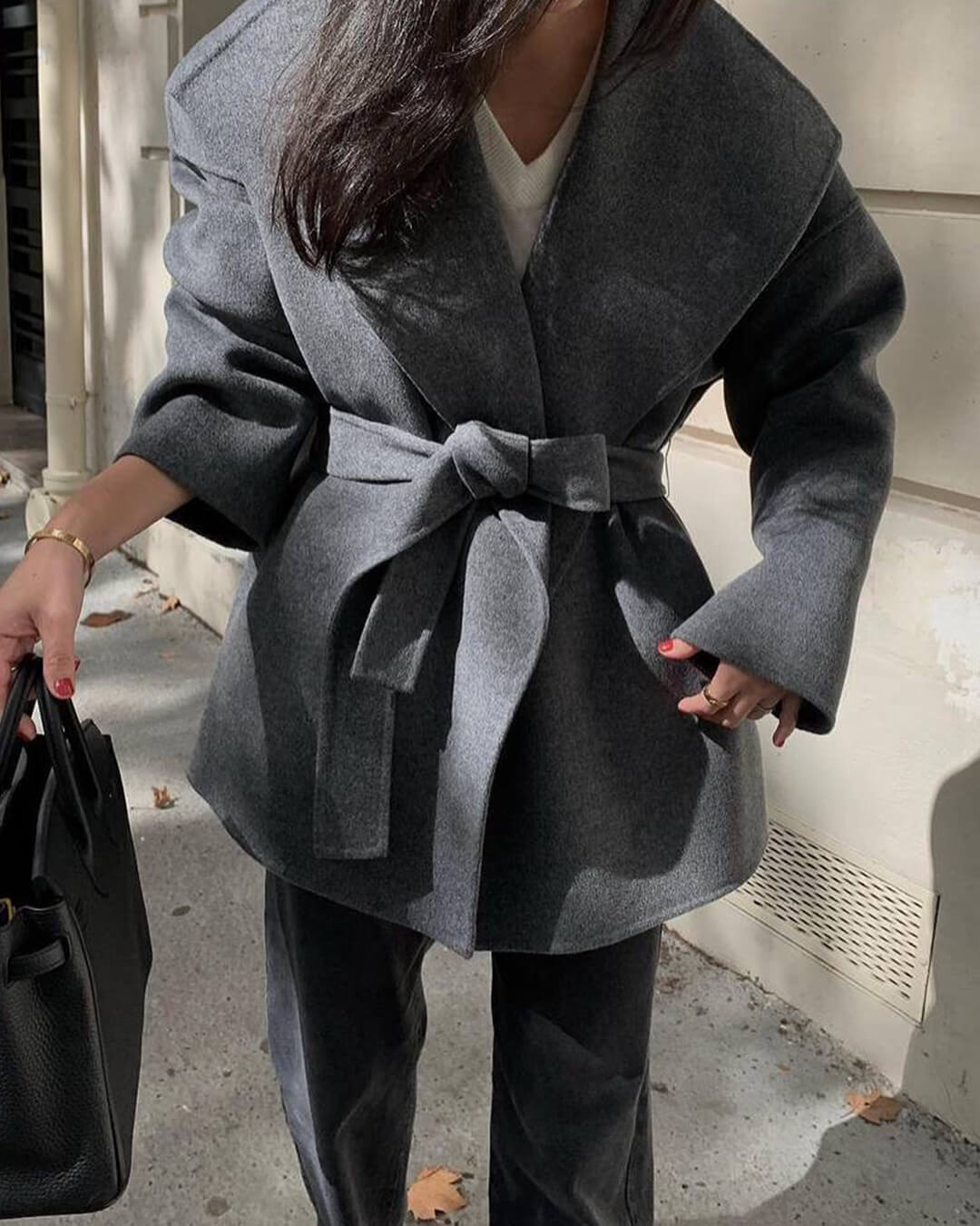 SOERA Lorelie Belted Wrap Coat - Jackets -  Grey