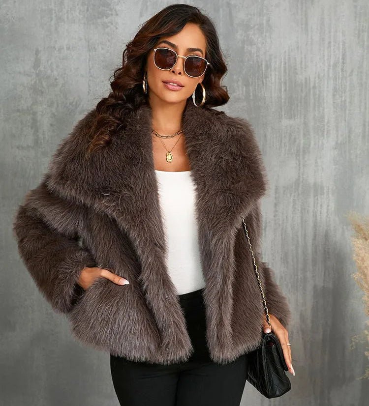 SOERA Mandy Faux Fur Jacket - Jackets - bz1761641699274869117 Brown XS