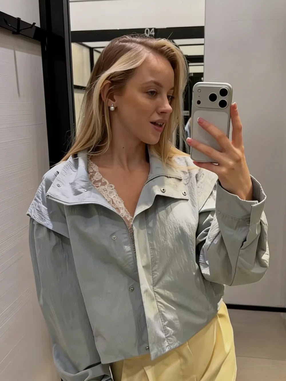 SOERA Melisande High Collar Cropped Jacket - Jackets -  Light Blue M