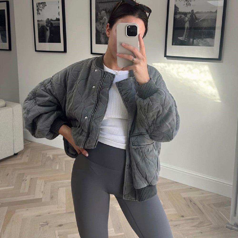 SOERA Salma Padded Bomber Jacket - Jackets - mA1760504685432295032 Gray M
