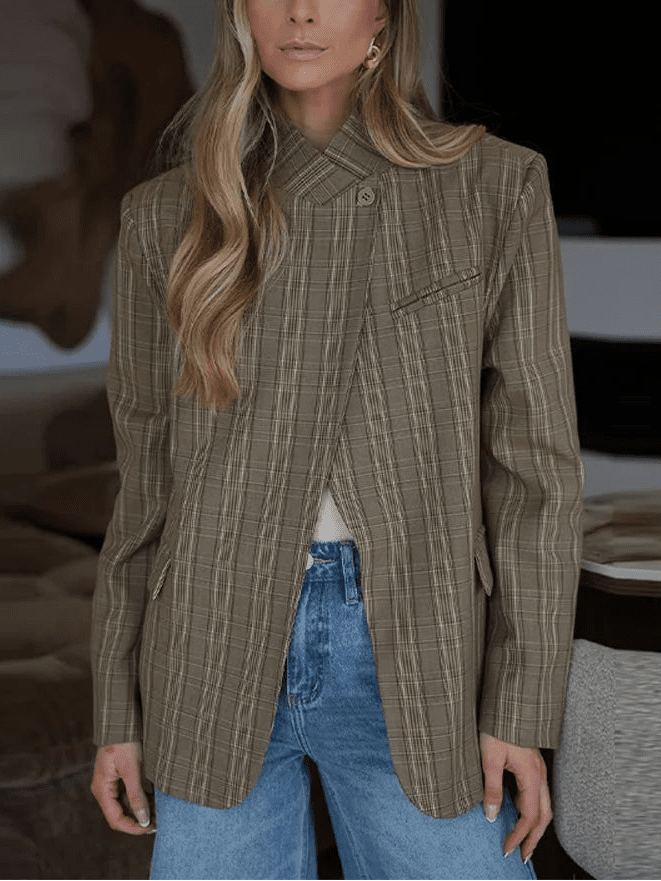 SOERA Wilma Stand Collar Striped Suit Jacket - Jackets - ZQ1774532669736793487 S
