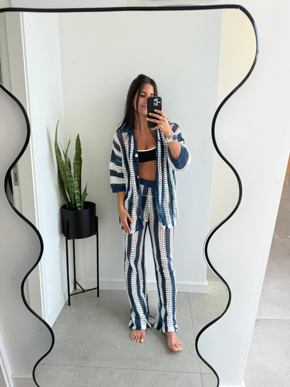 SOERA Aitanda Striped Crochet Co-Ord Set - Matching Sets - SOERA-750403-XL-NAVY-11235 Navy XL