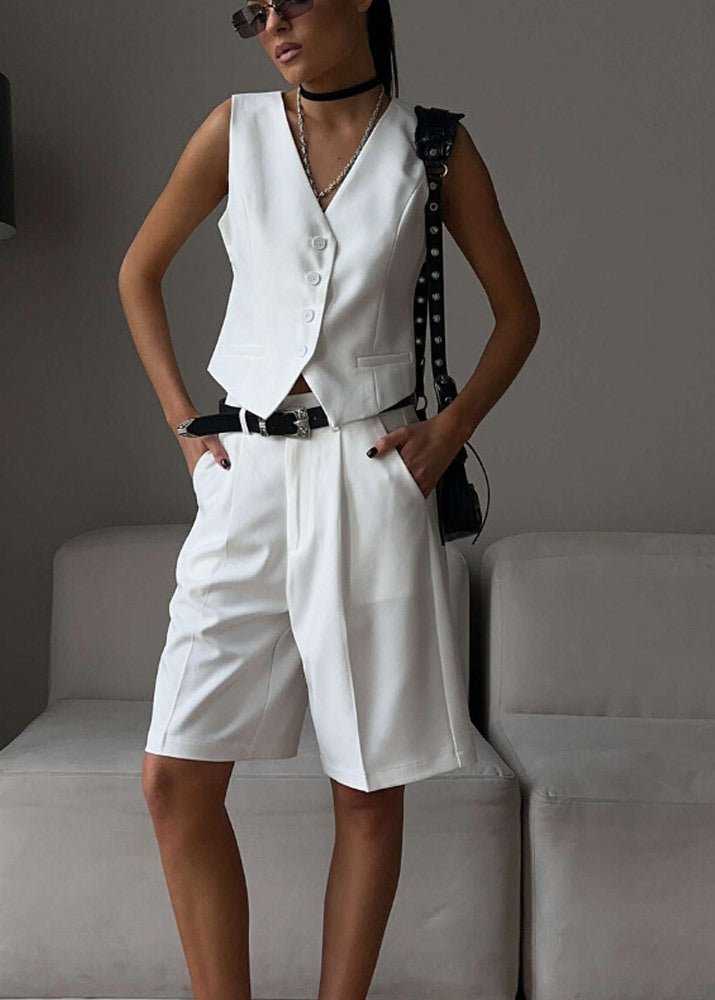 Bianca skreddersydd vest- og Bermuda-shorts sett