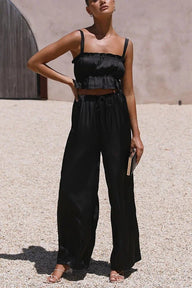 Julianne Ruffle Top Elastic Waist Pants Set
