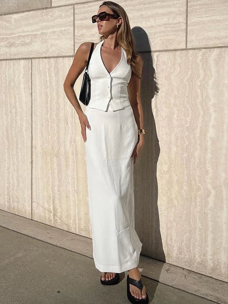 SOERA Lianna Halter Maxi Skirt Set - Matching Sets - 1005008735113023-;DH1771839650675656798 M