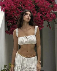 Margot bohemsk crop-top med maxi skjørt sett