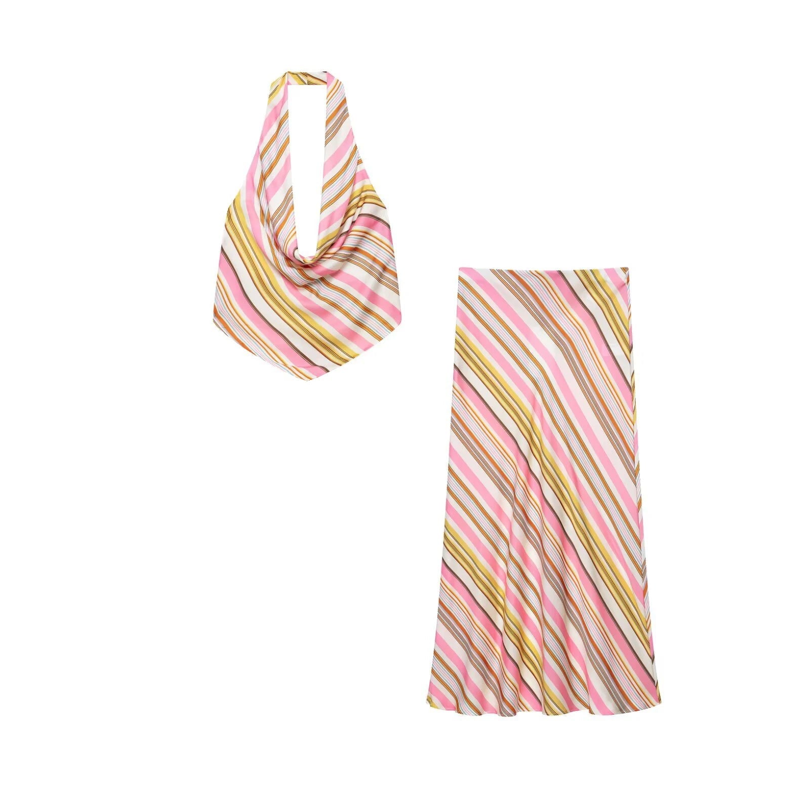 SOERA Sienna Bohemian Striped Satin Two - Piece Set - Matching Sets -  Set M