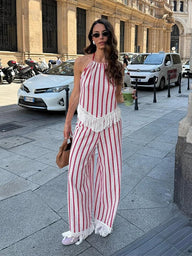 Teresa Stripet Frynse To-delt Sett