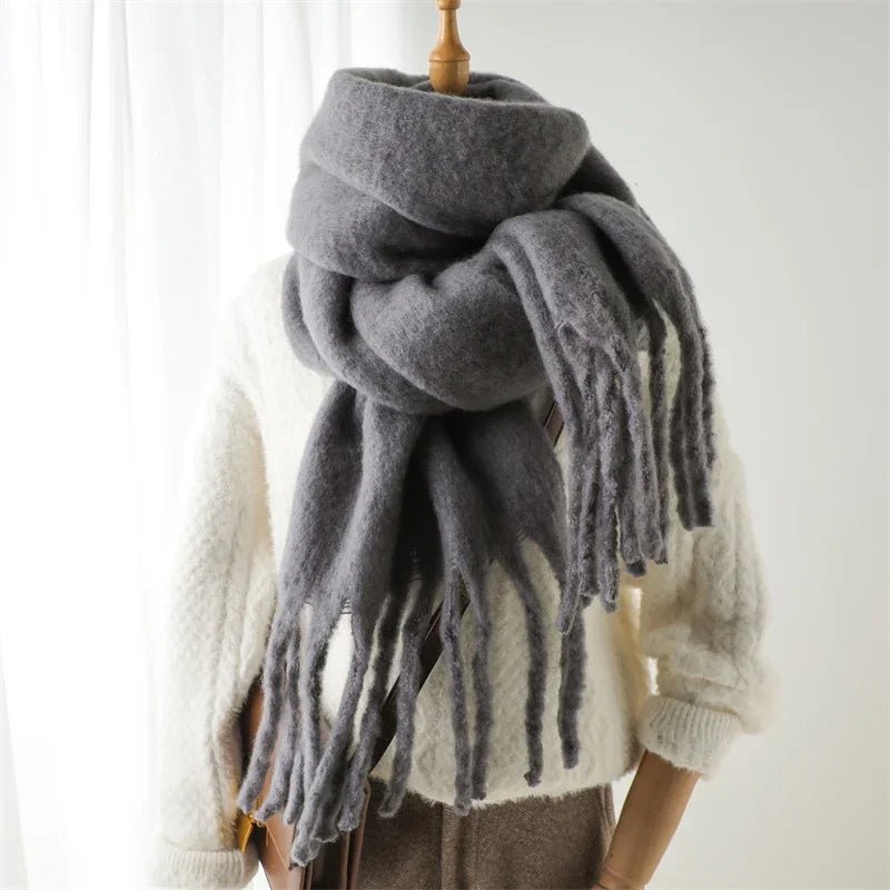 SOERA Tanya Tasseled Winter Scarf - Scarf - 1005009466241802-;LY1764703454508751606 Black