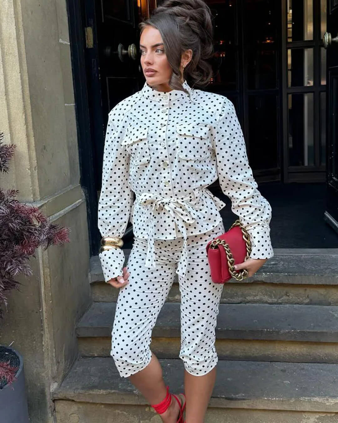 Jia Polka Dot høytlivsbukse-sett