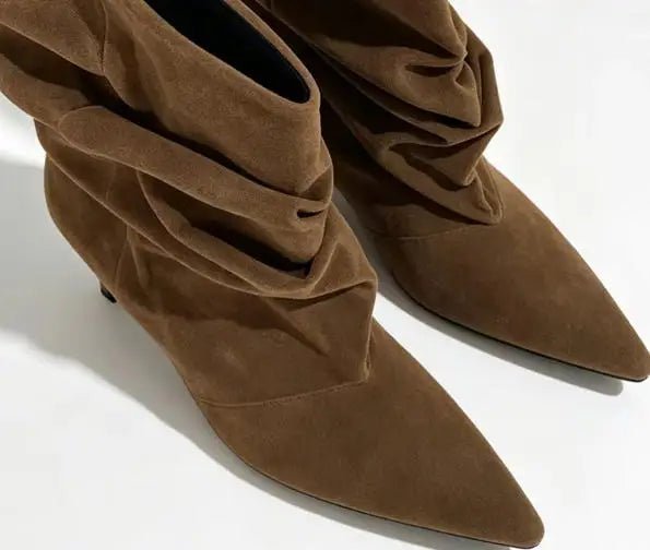 SOERA Amanda Faux Suede Ruched Ankle Boot - Shoes - SOERA-738243-BRO-37-59075 Brown 37