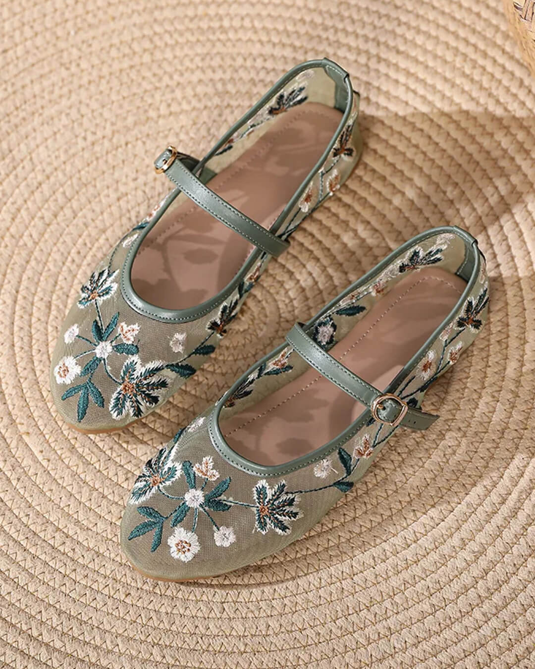 SOERA Leah Embroidered Ballet Flats - Shoes - 1005009264990682-;yG1769140528526254729 Green 39