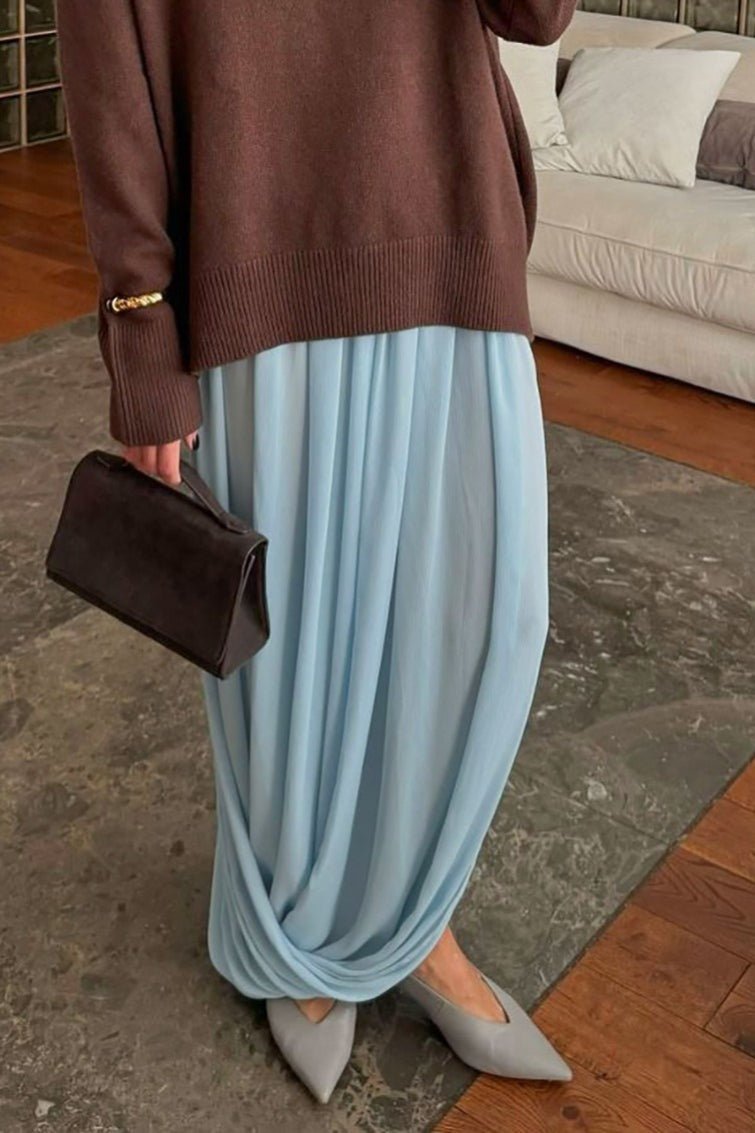 SOERA Celeste Chiffon Flowing Maxi Skirt - Skirt -  Blue L