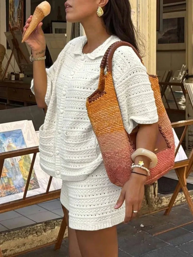 SOERA Amaia Knitted Two-Piece Summer Set - Sweaters & Cardigans -  White S