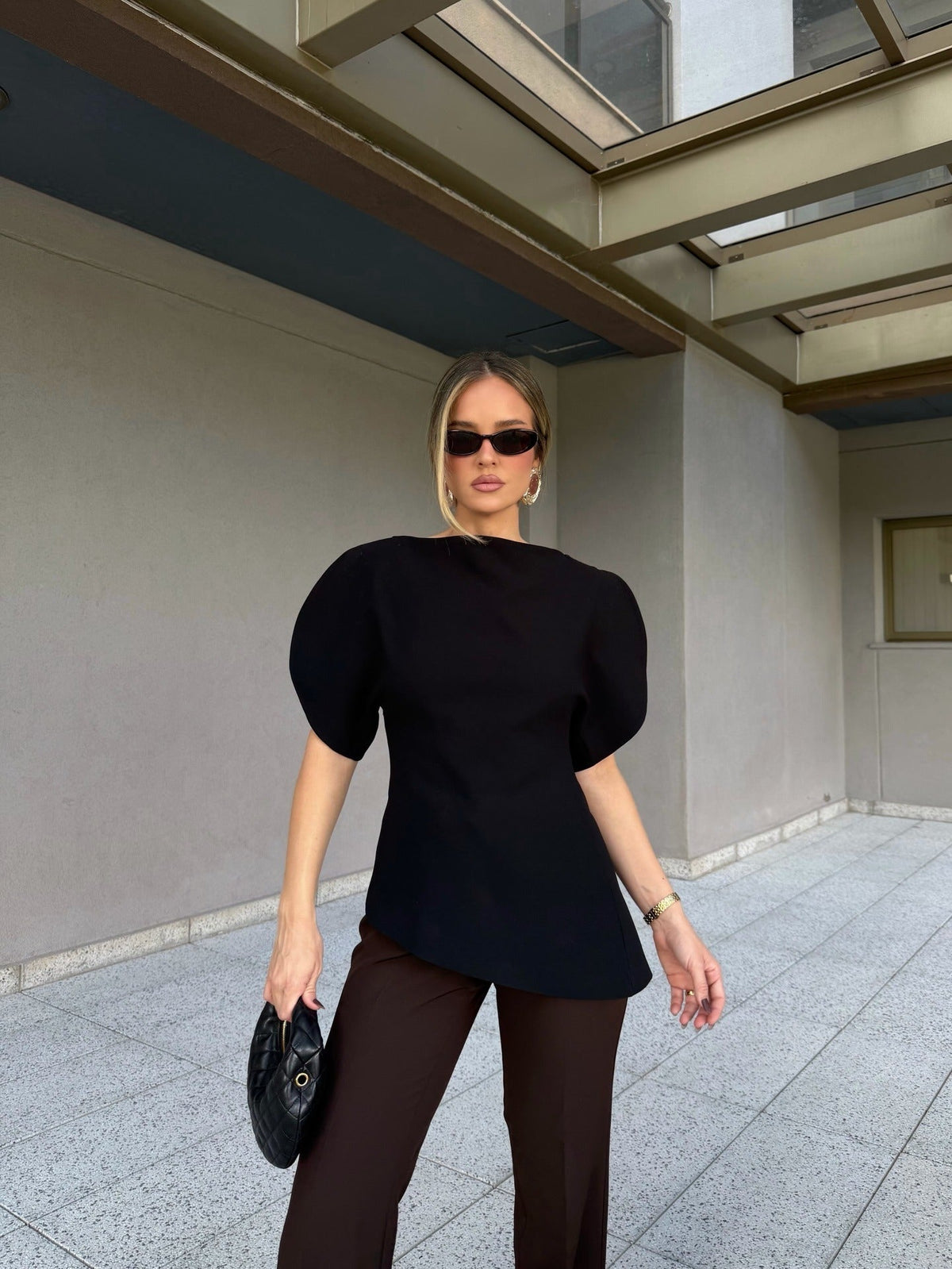 Sienna tricot topp med ballongerm