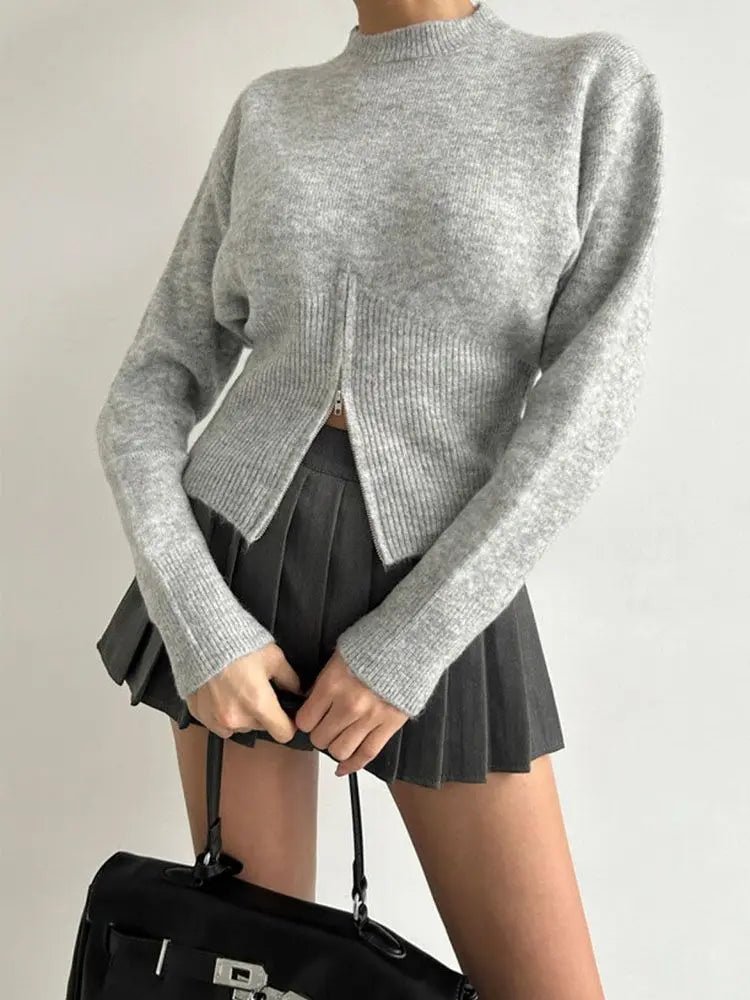 SOERA Amara Slim Waist Pullover - Tops - 1005010053567470-;qG1764703454251684822 Gray M