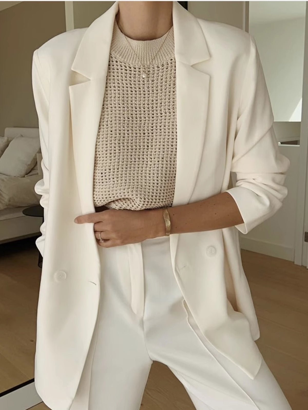 SOERA Jamilla Hollow Knit Tank Top - Tops -  Beige L