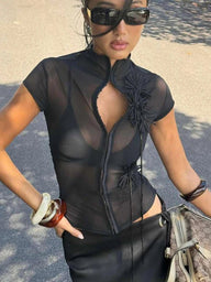 Kalia crop-top med duskapplikasjon