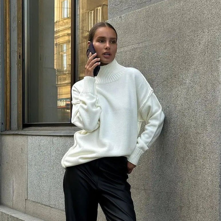 SOERA Katie Turtleneck Knit Sweater - Tops - 1005007526537365-;Ay1763050844742020519 White S