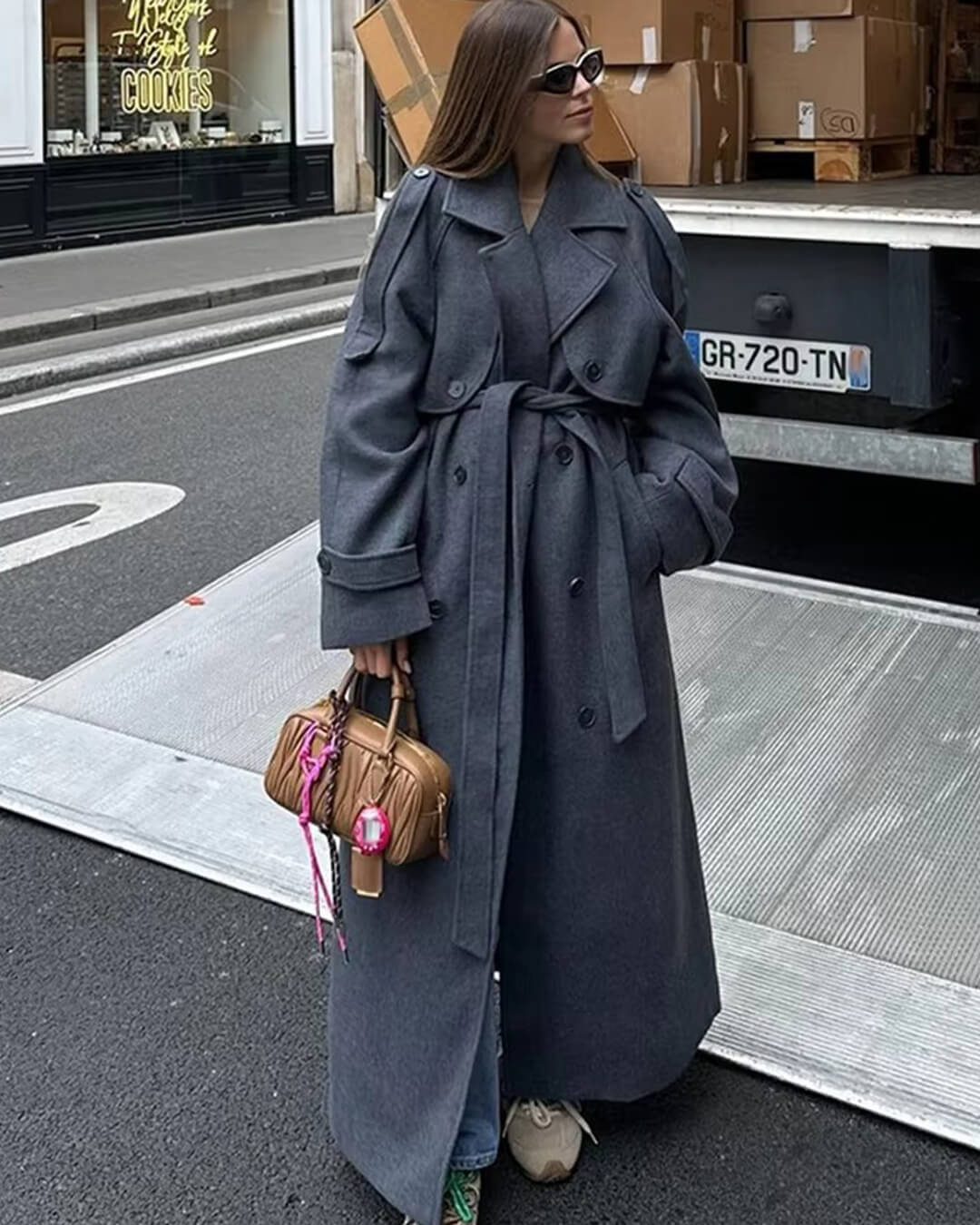 SOERA Alicia Gray Belted Long Coat - Women’s Coats & Jackets - 3256809626587176-;Jl1763023160799296914 Dark Gray S